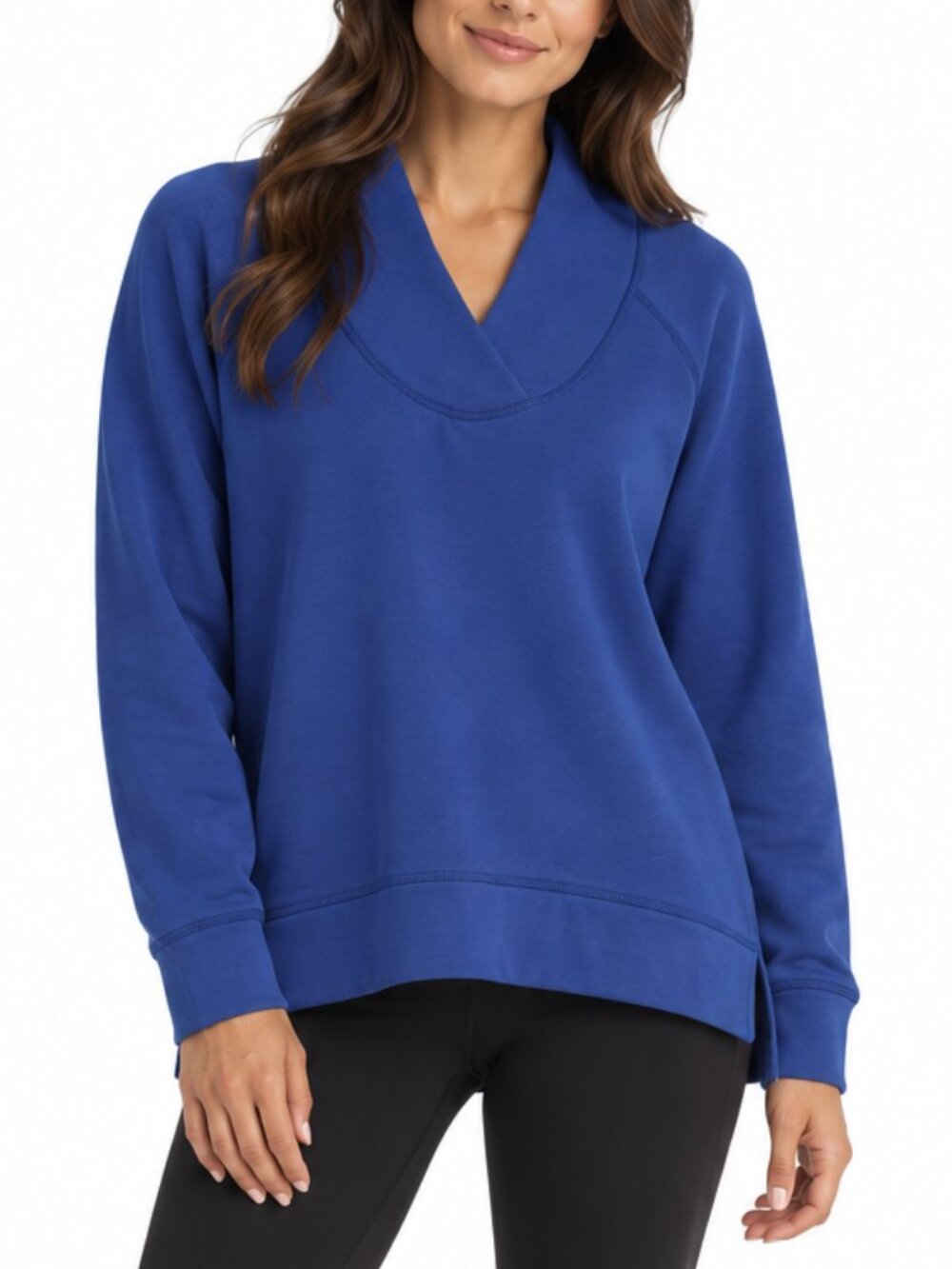 Athleta Blue Crossover Cowl Neck Pullover Sweatshirt Size XL